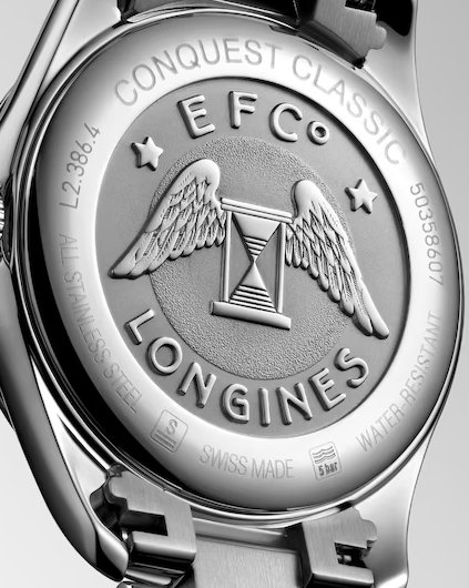 Longines Conquest Classic med diamanter 0,055 ct  sort perlemor 34 mm