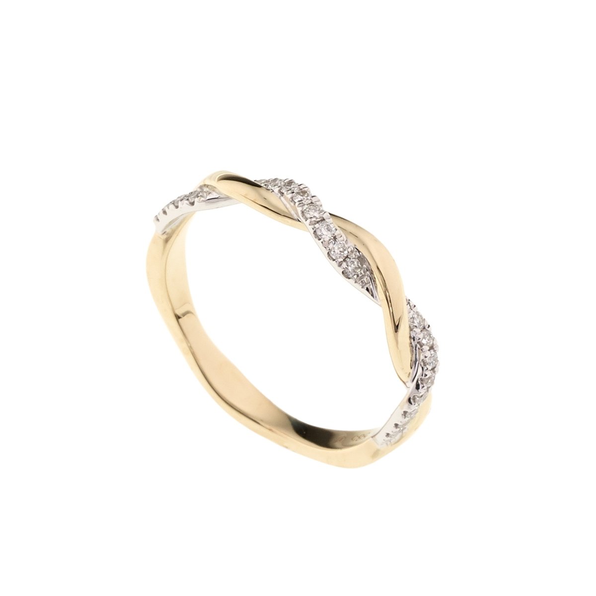 Hvitt og gult gull ring med W/SI diamanter 0,15 ct