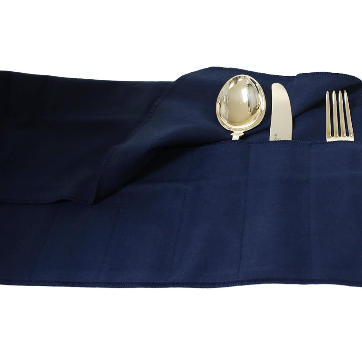 Bestikkpose i blå velur for 12 deler spiseskjestørrelse