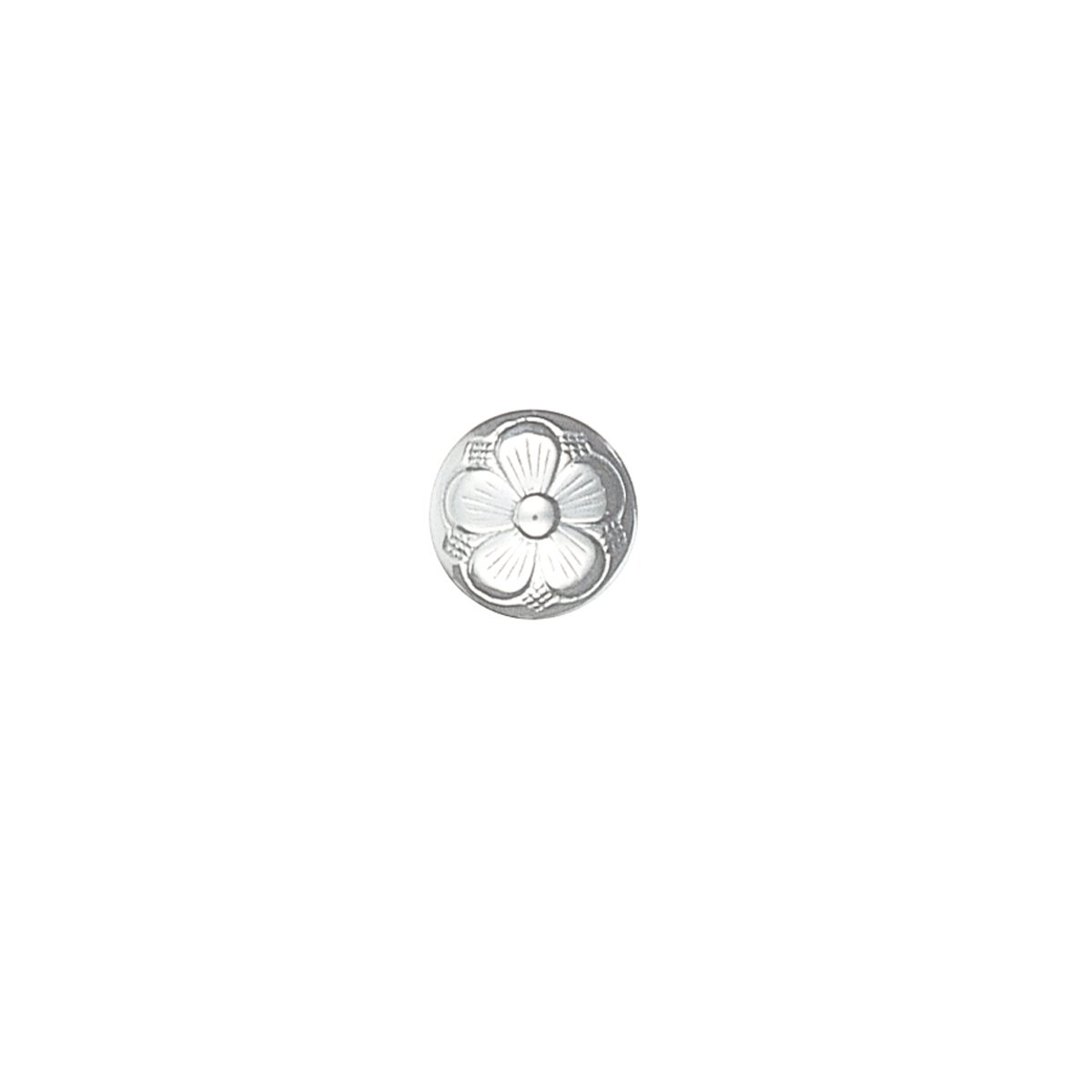 Knapp i hvitt sølv 15 mm