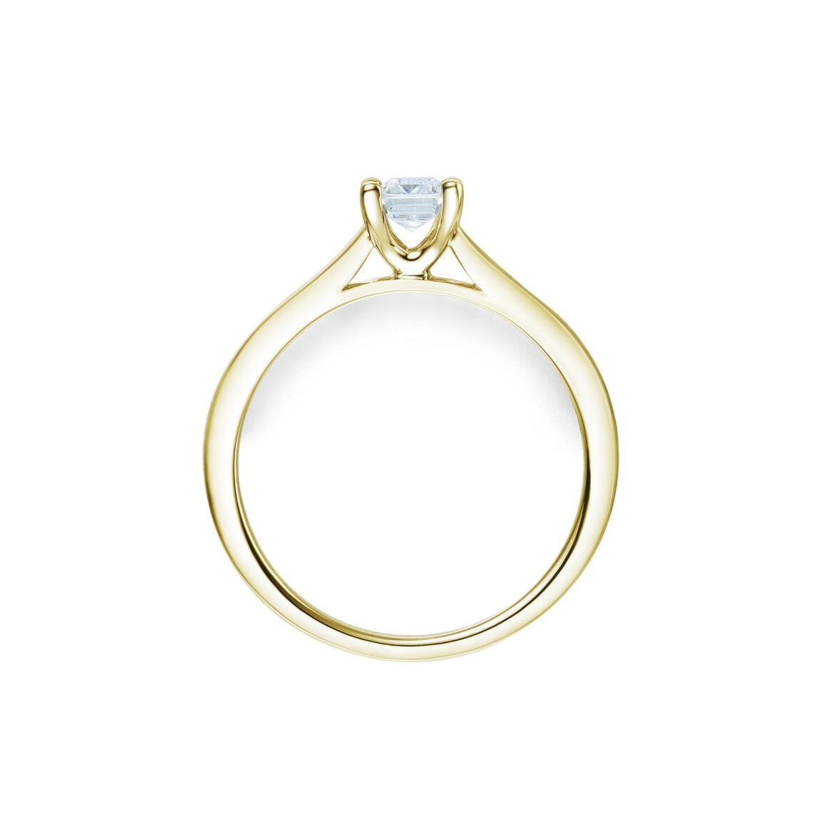 Bridal Eternity enstens diamantring i gult gull emerald cut 0,70 ct