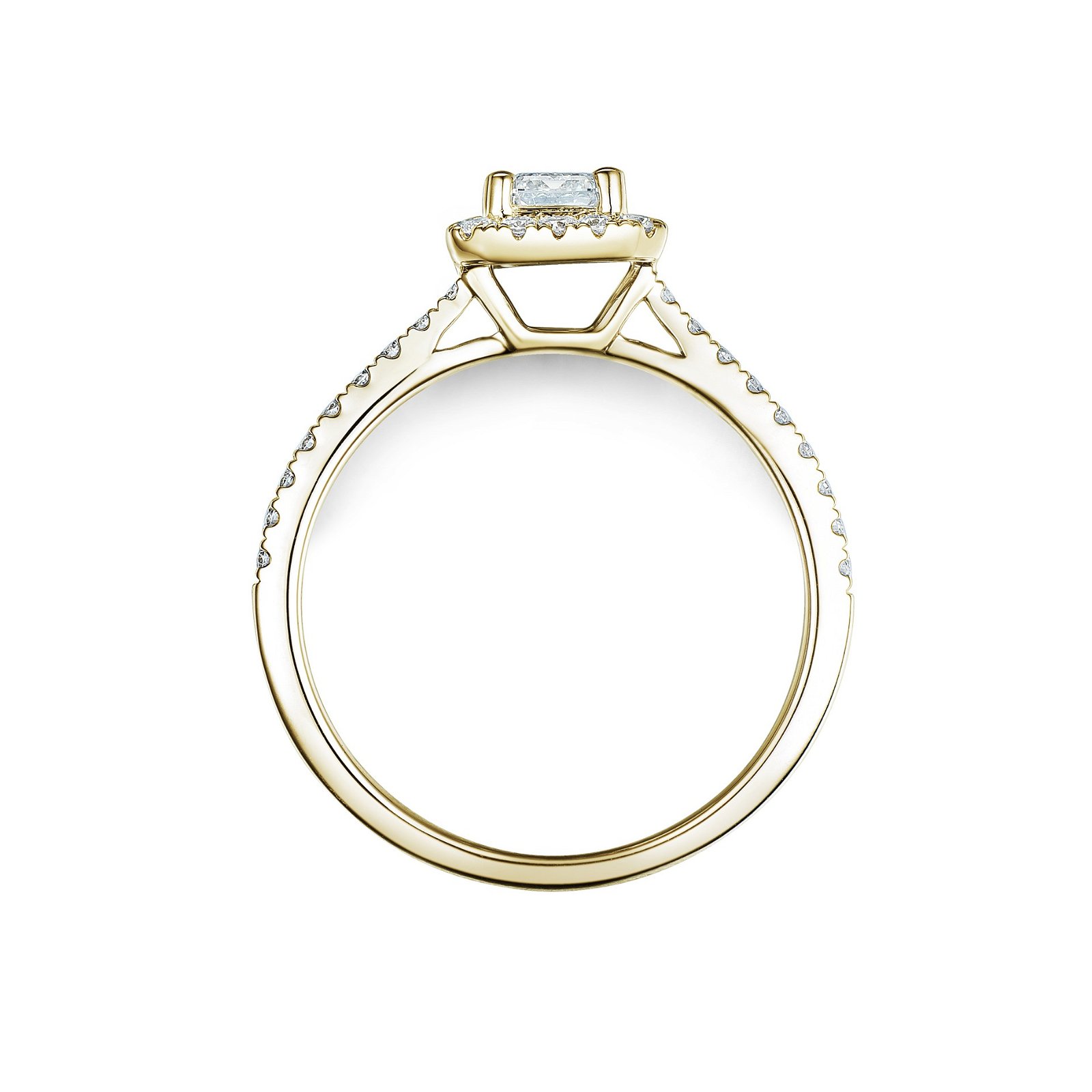 Bridal Eternity diamantring i gult gull emerald cut 0,75 ct
