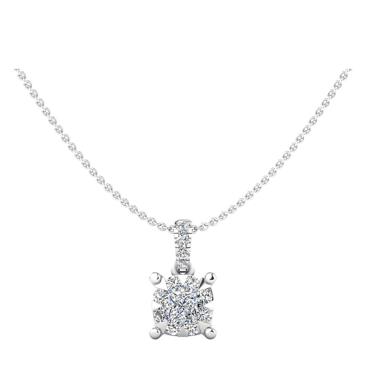 Diamantsmykke med princess cut og brillianter 0,32 ct