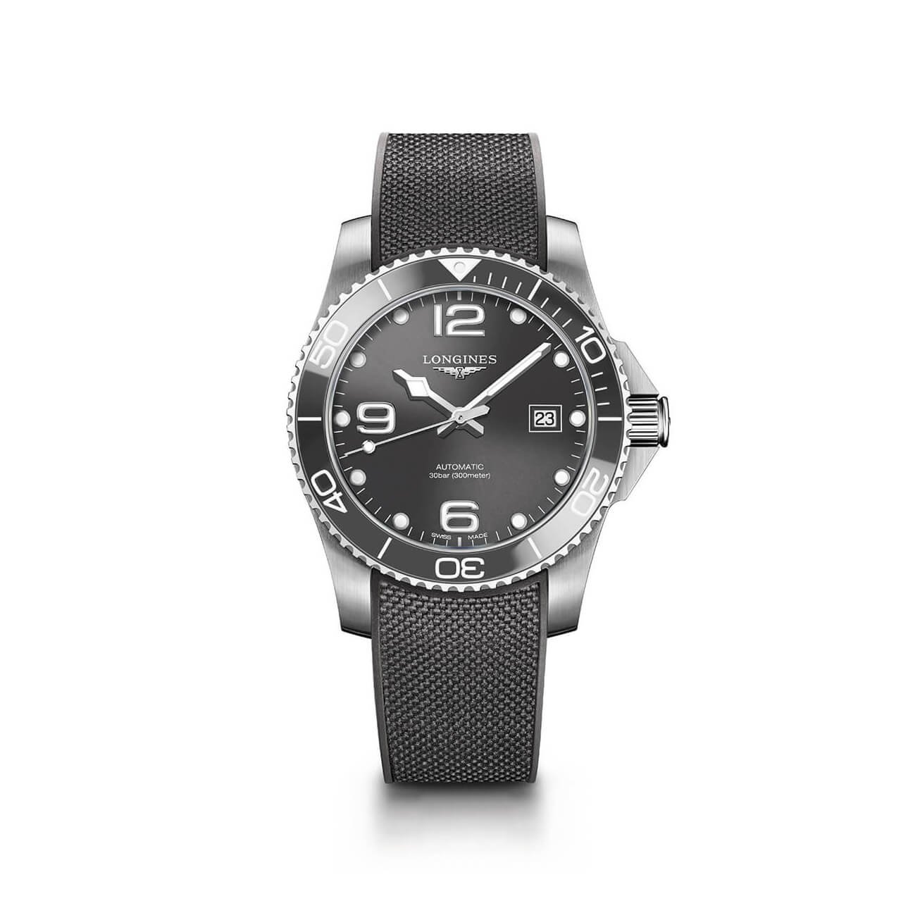 Longines Hydro Conquest grey rubberstrap 41 mm 