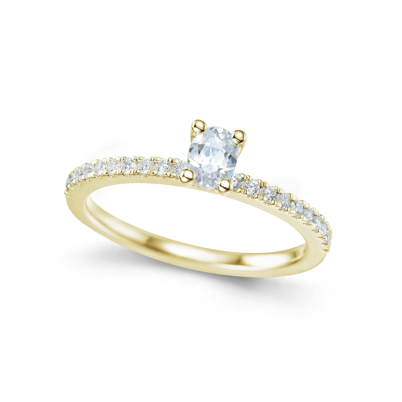 Bridal Eternity diamantring i gult gull oval 0,50 ct